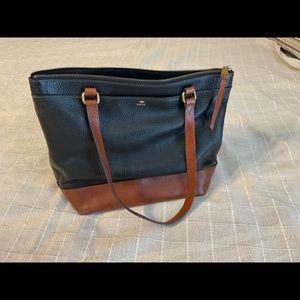 Fossil Black Pebble Leather Purse with Brown Accents